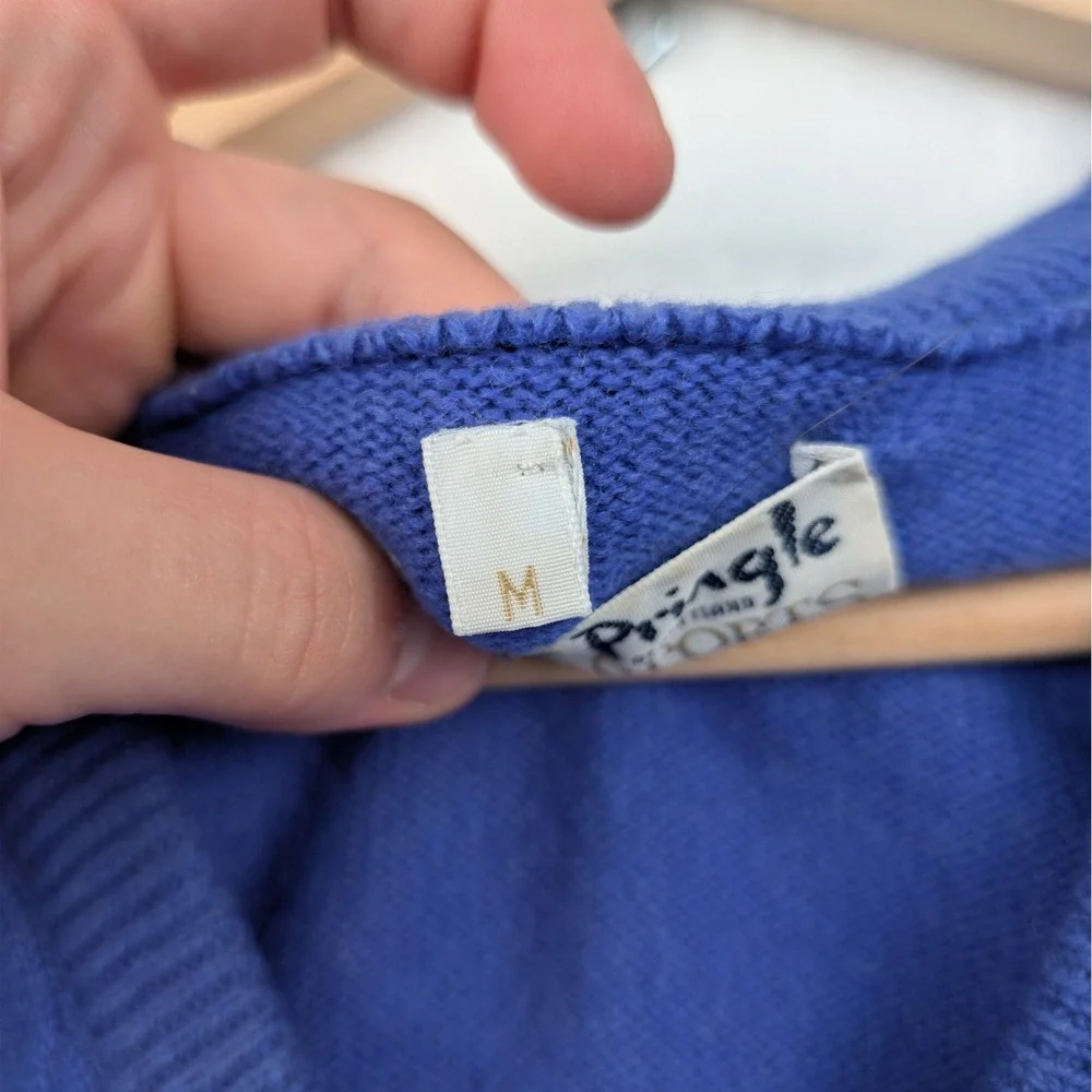 VTG‎ Pringle of Scotland Sweater Men M Blue Nick Faldo Pure Wool V-Neck 90s Golf